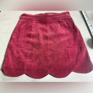 Loveriche Burgundy Corduroy Scalloped Mini Skirt | Size L
